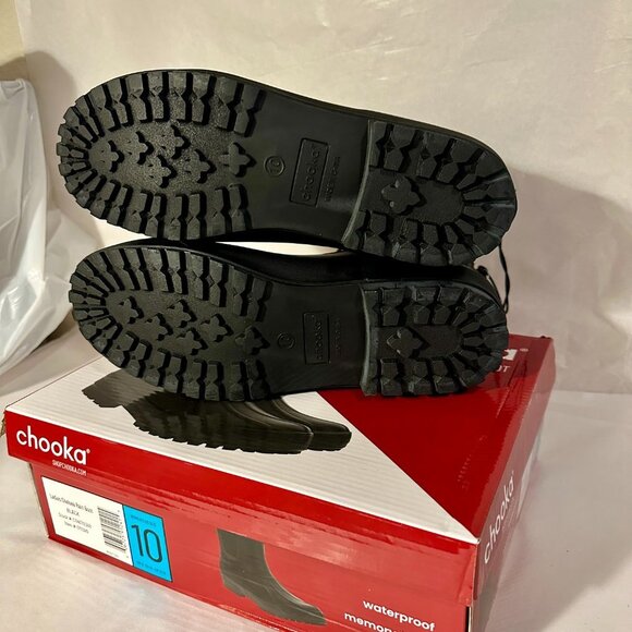 Chooka Women's Waterproof Duck Chelsea Rain Boots Size 10 BlackPlush Lining NEW - Picture 15 of 16